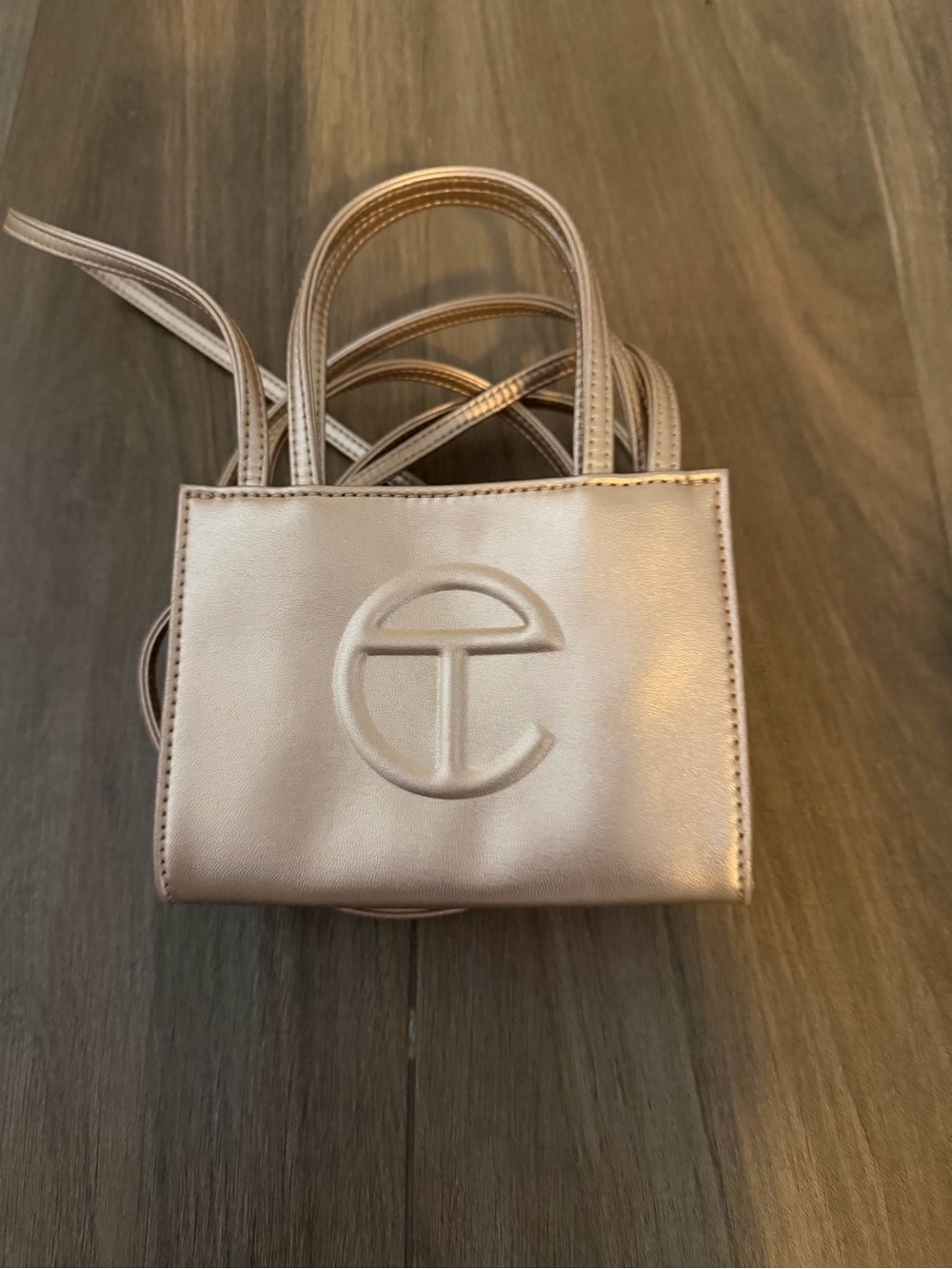 Telfar Metallic Rose Gold Mini Crossbody Tote - Picture 5 of 5